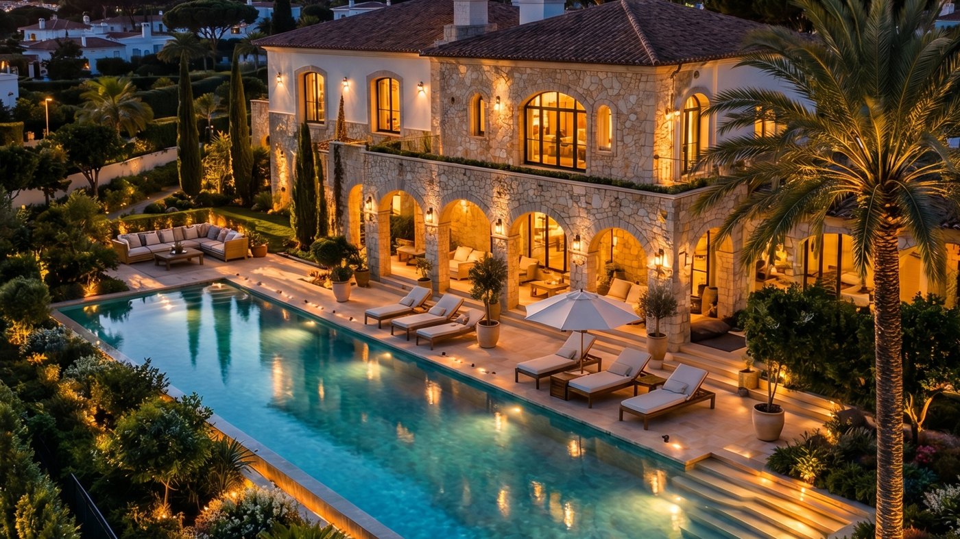 Concept villa with tagged outdoor elements